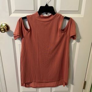 Off the shoulder, high neck tank top